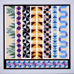 Quilt Borders are combined in this piece to create a unique composition of its own. Quilt Borders barn quilt by Linda Grom, original in acrylic on canvas - at Spy Rock Graphics - SpyRockGraphics.com