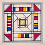 This Churn Dash square is designed after the wooden, cross shaped plunger used in old butter churns. Churn Dash barn quilt by Linda Grom, original in acrylic on canvas - at Spy Rock Graphics - SpyRockGraphics.com