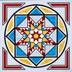 The Feathered Star is one of the few named quilt patterns of the 19th century. It appears as either a whole quilt or individual block pattern. Feathered Star barn quilt by Linda Grom, original in acrylic on canvas - at Spy Rock Graphics - SpyRockGraphics.com