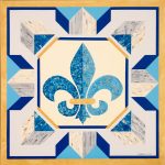 The Fleur de Lis is a cultural symbol of French origin adapted by quilters to decorate American homes. The Saints go marching in... Fleur de Lis barn quilt by Linda Grom, original in acrylic on canvas - at Spy Rock Graphics - SpyRockGraphics.com