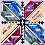 These Geese-a-Flyin' seem to have all their bases covered as they are heading to the four points of the compass. Geese-a-Flyn' barn quilt by Linda Grom, original in acrylic on canvas - at Spy Rock Graphics - SpyRockGraphics.com