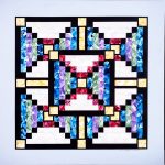 This Log Cabin pattern stacks up perfectly. The log cabin home was a staple shelter for frontier Americans. Log Cabin barn quilt by Linda Grom, original in acrylic on canvas - at Spy Rock Graphics - SpyRockGraphics.com