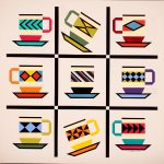 Not the kind of Mug Shot you might first think of, these mugs sport nine variations on a single theme. Mug Shots barn quilt by Linda Grom, original in acrylic on canvas - at Spy Rock Graphics - SpyRockGraphics.com