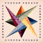 Starry Path is made up of intertwining triangles which together form a bold and colorful eight pointed star. Starry Path barn quilt by Linda Grom, original in acrylic on canvas - at Spy Rock Graphics - SpyRockGraphics.com